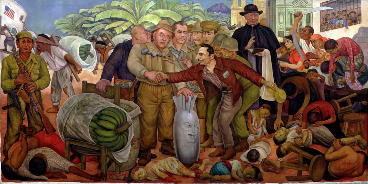 Картина Диего Ривера США в Гватемале. Холст, масло, Выставка Фриды Кало и Диего Ривера в Москве, Exhibition of Frida Kahlo and Diego Rivera. USA in Guatemala. Canvas, oil