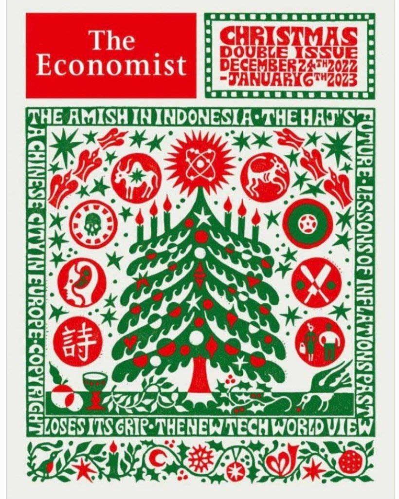 Праздничная обложка The Economist с предсказаниями на 2023 год