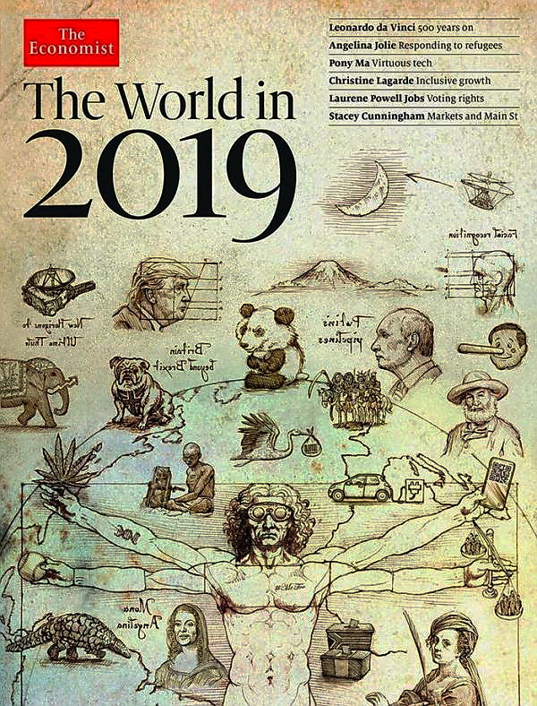 Обложка журнала "The Economist" с прогнозом на 2019 год