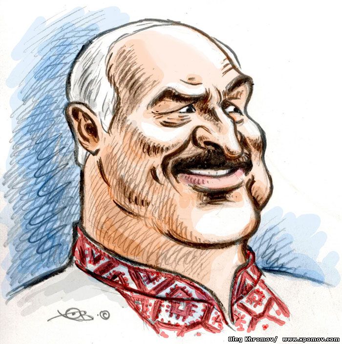 Шарж Александр Лукашенко в белорусской вышиванке