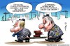 Putin and Shoigu build new cities in Siberia cartoon, elections