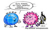 Cartoon, caricature Covid 19, планета Земля, эпидемия пандемия, ложь